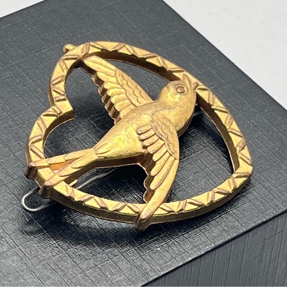 VTG 80’s Golden Heart Bird Hair Clip - Picture 3 of 7